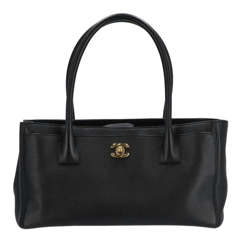 Sac fourre-tout exécutif d'occasion en cuir caviar noir CHANEL petit authentique